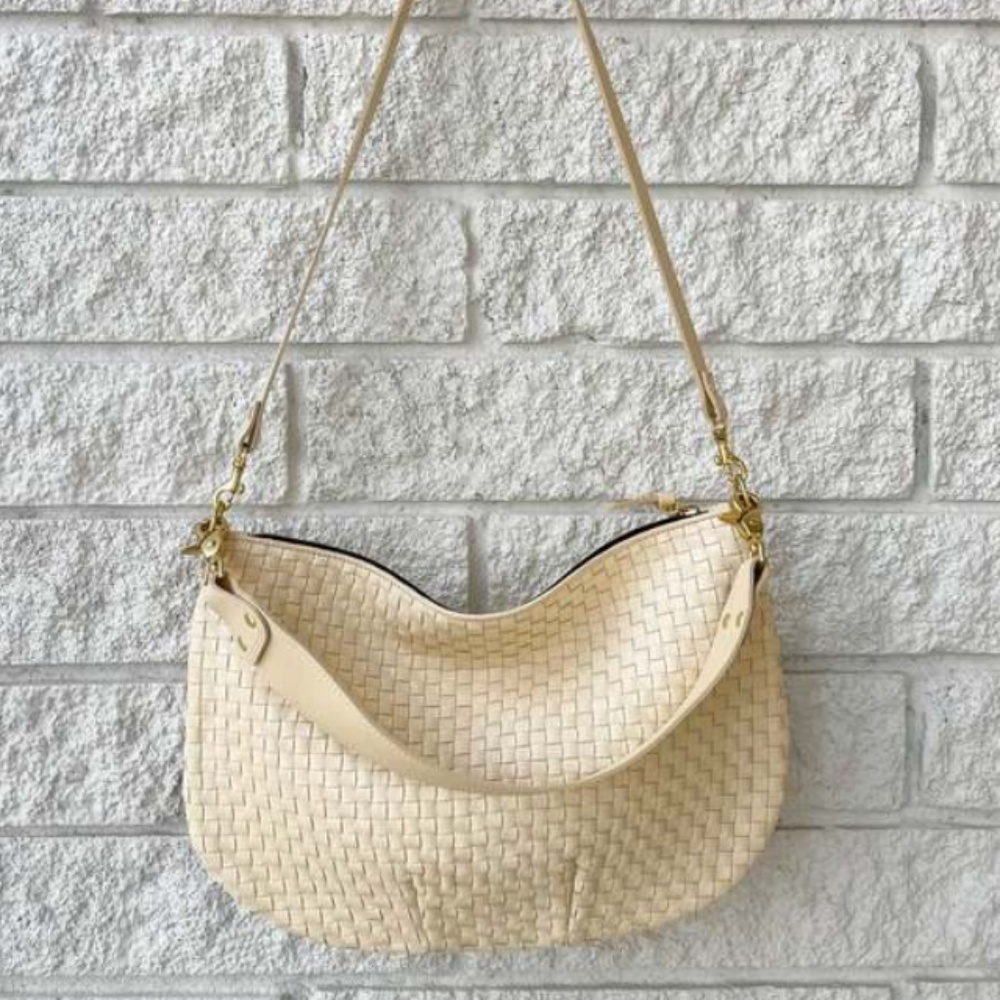 Clare V Moyen Messenger - Cream Woven Checker